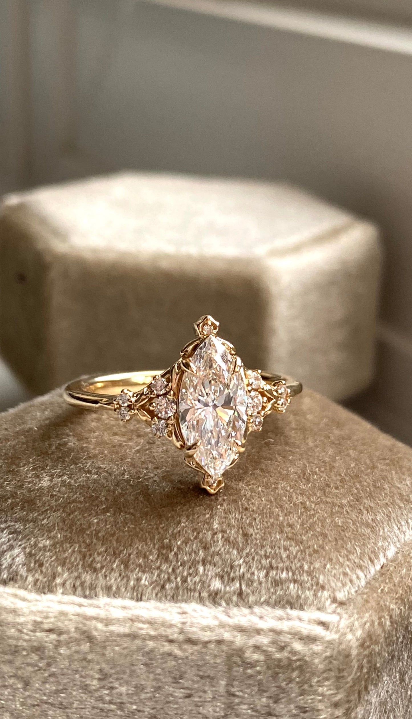Moval Swirl Semi Pave Engagement Ring – 2.5 CT Lab Grown Diamond