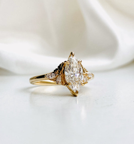Moval Swirl Semi Pave Engagement Ring – 2.5 CT Lab Grown Diamond