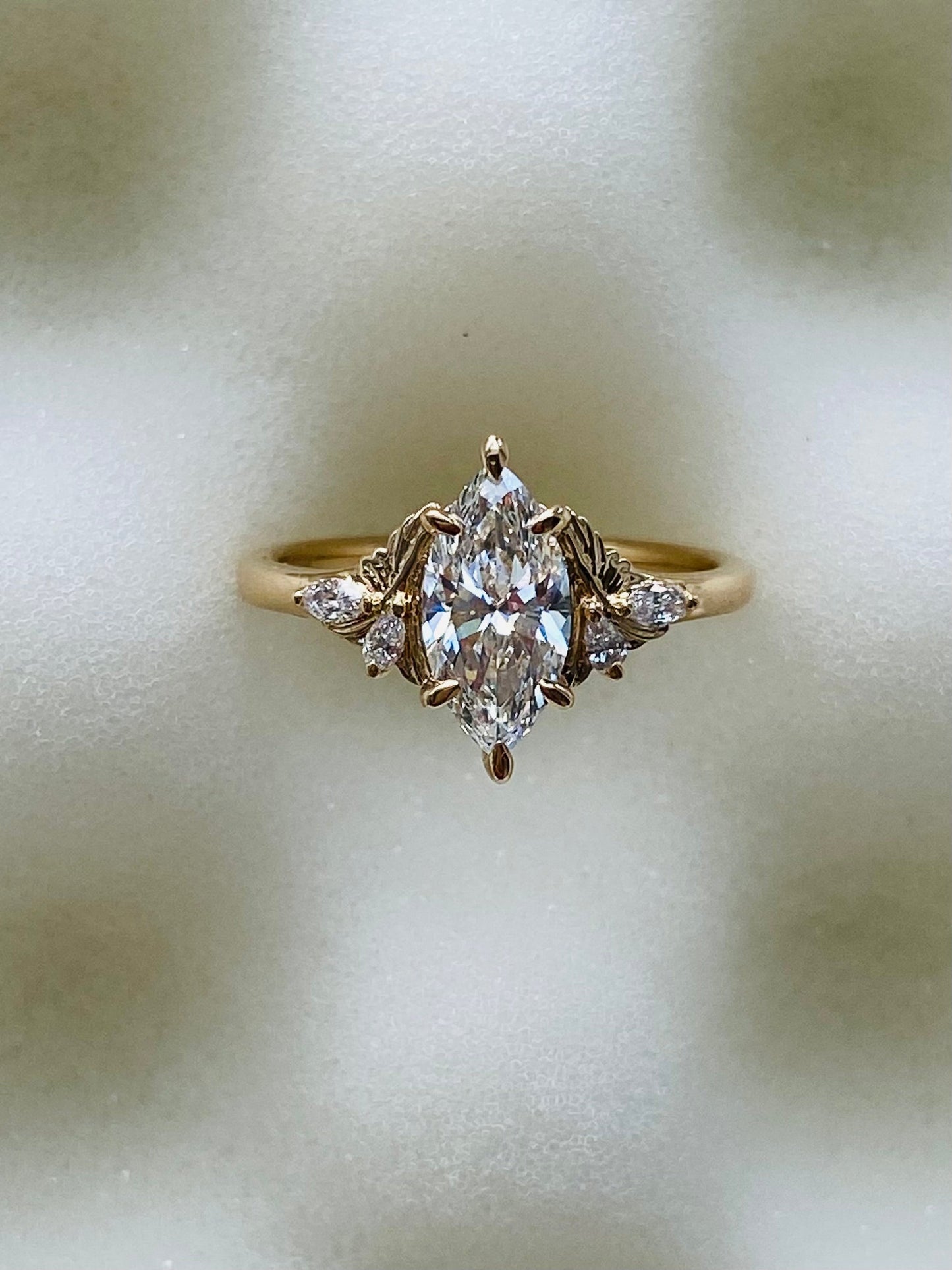 Moval Swirl Semi Pave Engagement Ring – 2.5 CT Lab Grown Diamond