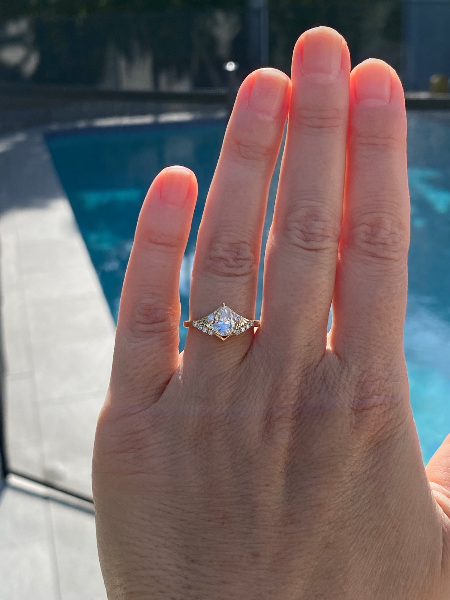Moval Swirl Semi Pave Engagement Ring – 2.5 CT Lab Grown Diamond