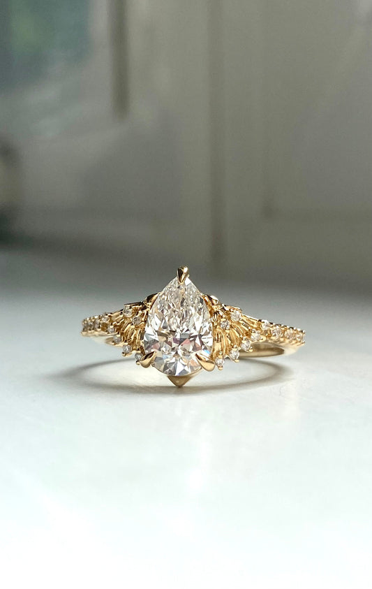 Moval Swirl Semi Pave Engagement Ring – 2.5 CT Lab Grown Diamond