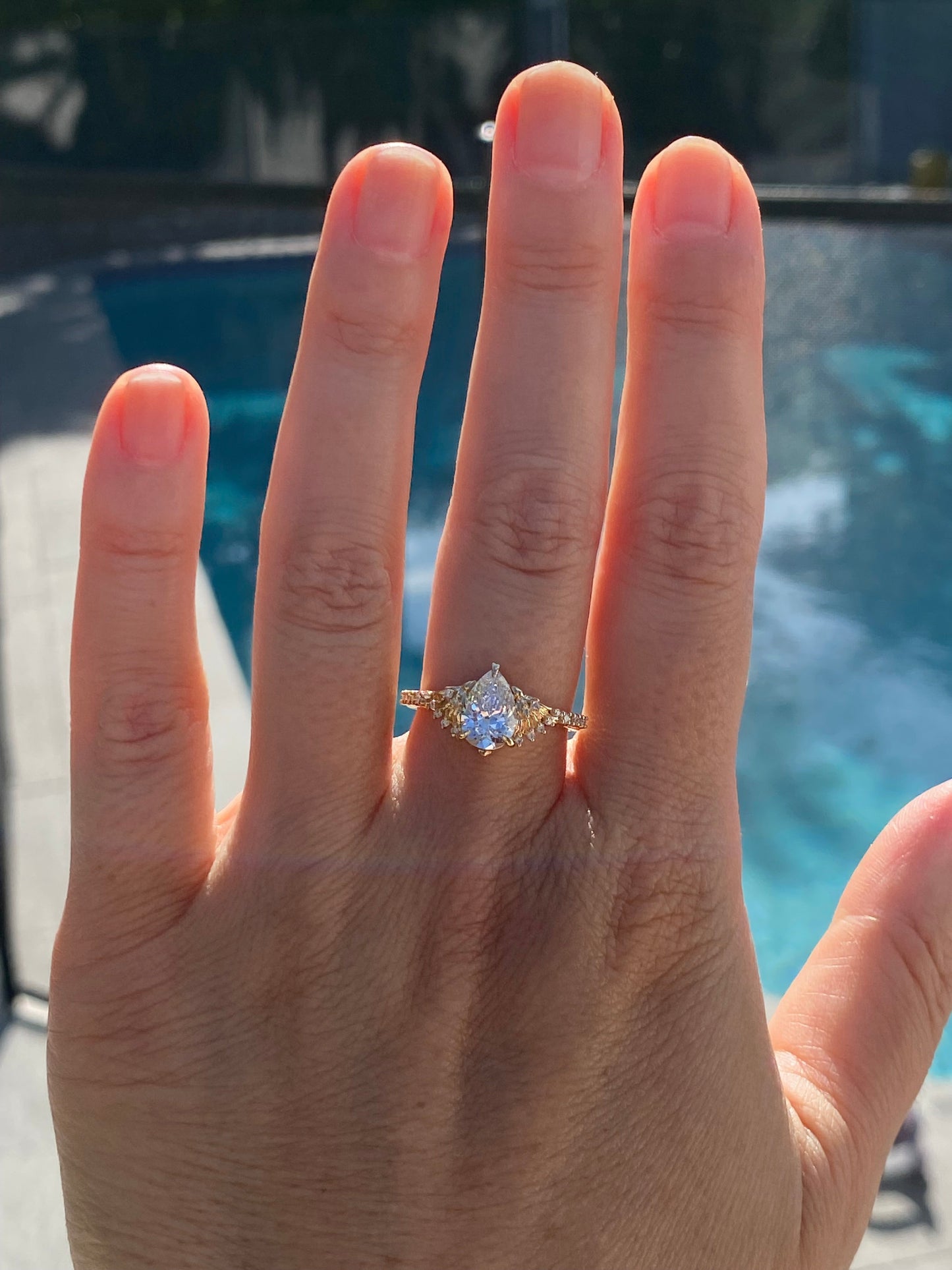 Moval Swirl Semi Pave Engagement Ring – 2.5 CT Lab Grown Diamond