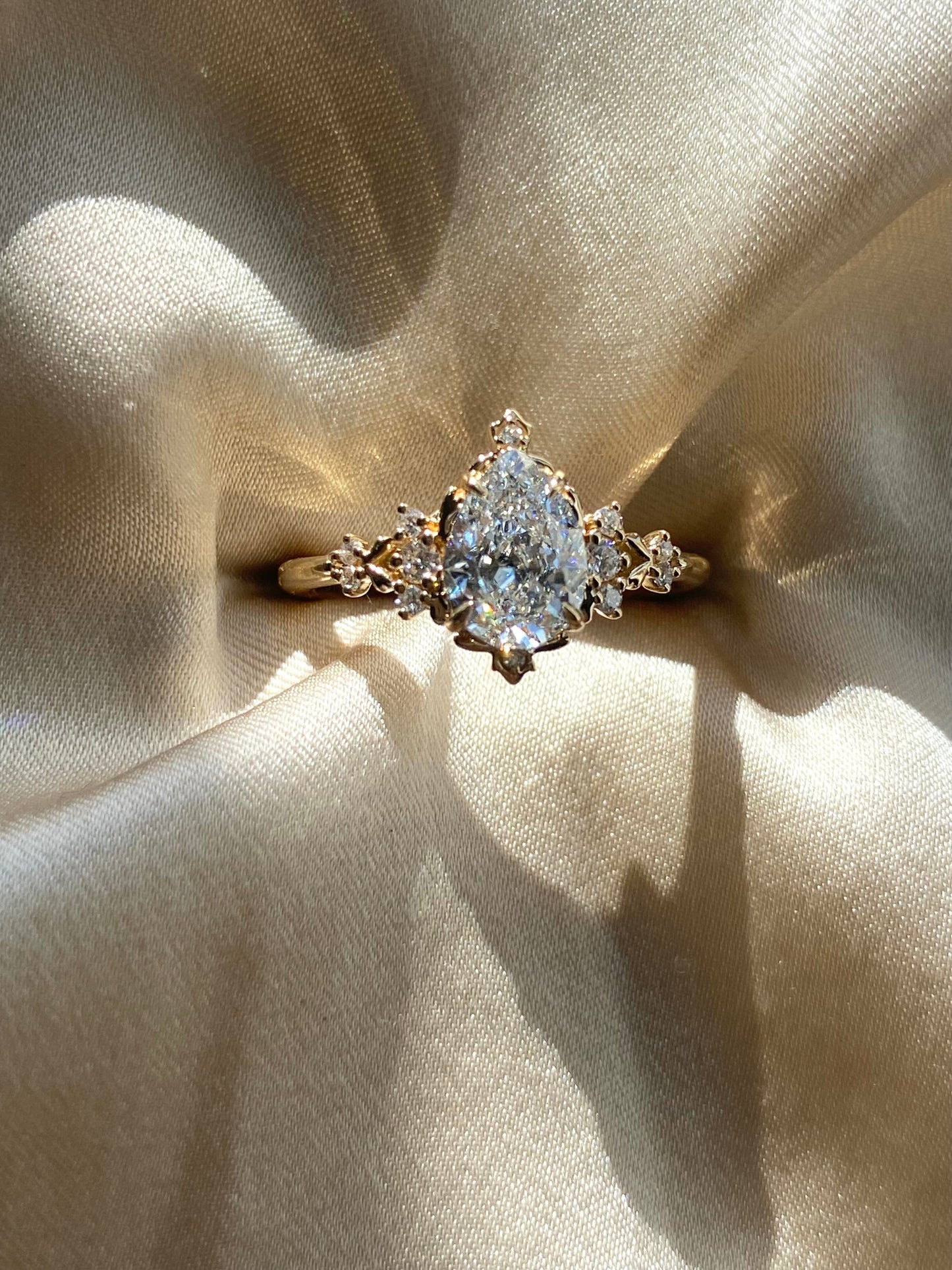 Moval Swirl Semi Pave Engagement Ring – 2.5 CT Lab Grown Diamond