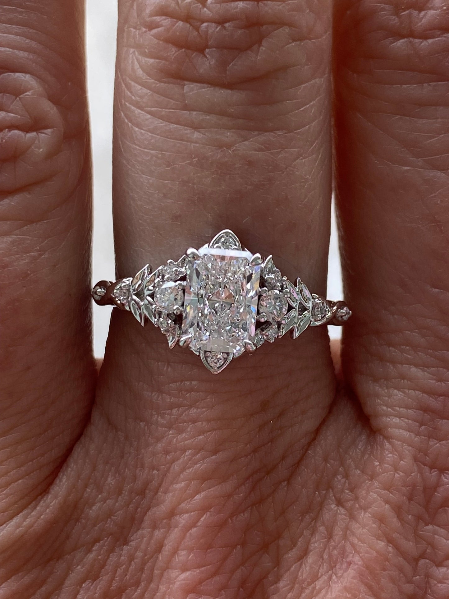 Moval Swirl Semi Pave Engagement Ring – 2.5 CT Lab Grown Diamond