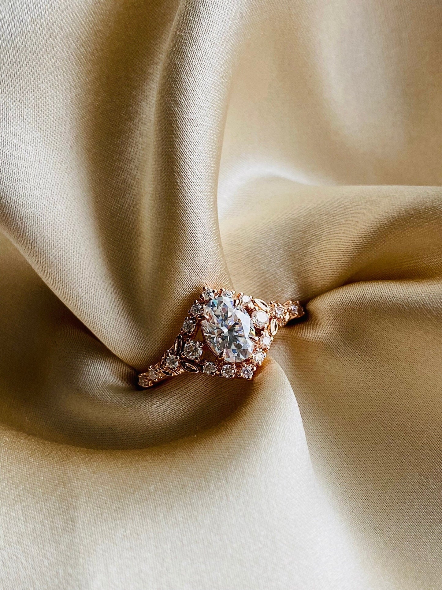 Moval Swirl Semi Pave Engagement Ring – 2.5 CT Lab Grown Diamond
