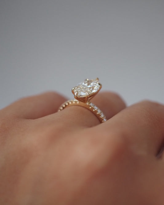 Round Swirl Semi Pave Engagement Ring – 1 CT Moissanite Diamond