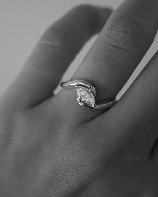 Round Swirl Semi Pave Engagement Ring – 1 CT Moissanite Diamond