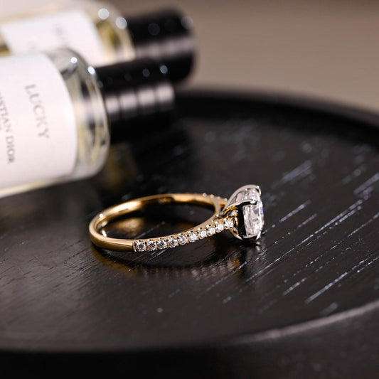 Round Halo, Pave & Split Shank Engagement Ring – 1.93 CT Lab Grown Diamond