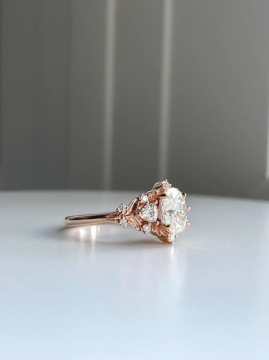 Oval Nature Inspired Engagement Ring – 1 CT Lab Grown Diamond