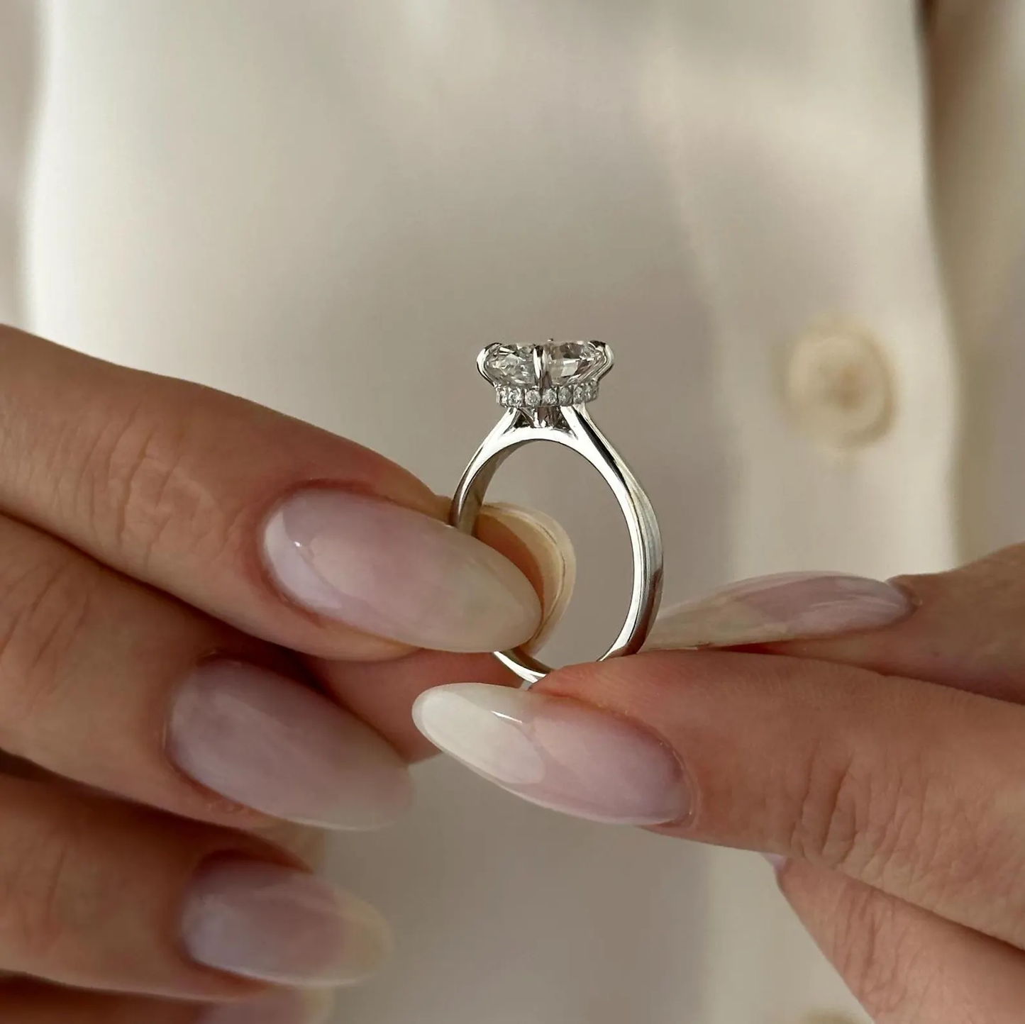 Round Halo, Pave & Split Shank Engagement Ring – 1.93 CT Lab Grown Diamond