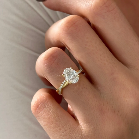 Round Halo, Pave & Split Shank Engagement Ring – 1.93 CT Lab Grown Diamond