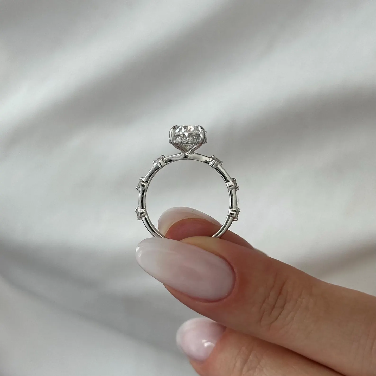 Round Halo, Pave & Split Shank Engagement Ring – 1.93 CT Lab Grown Diamond