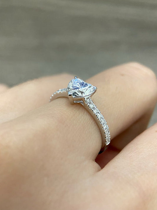 1 CT Heart Cut Moissanite Pave Design Engagement Ring
