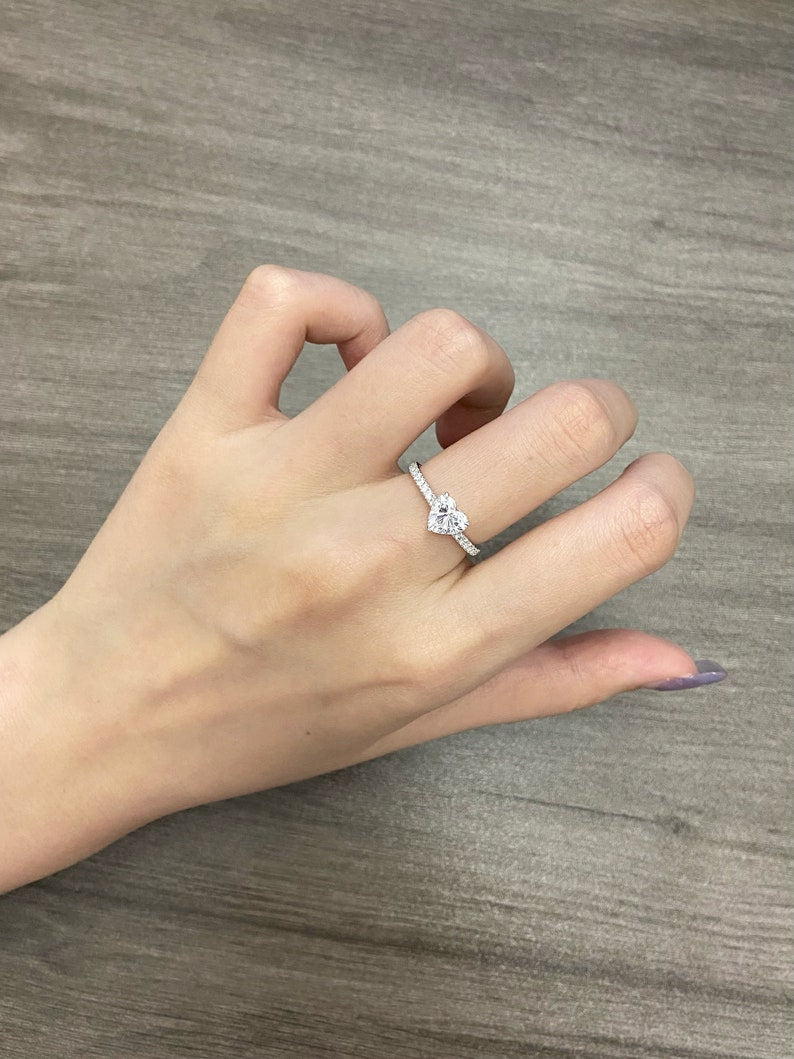 1 CT Heart Cut Moissanite Pave Design Engagement Ring