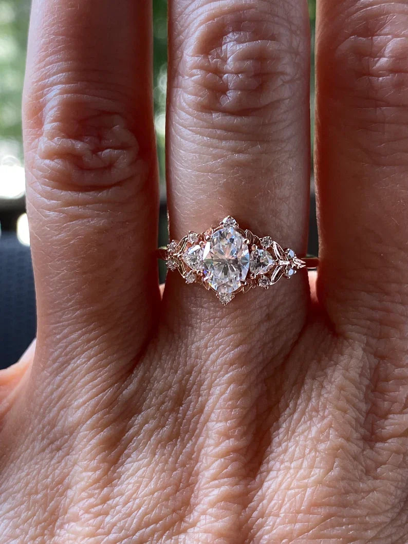 Oval Nature Inspired Engagement Ring – 1 CT Lab Grown Diamond