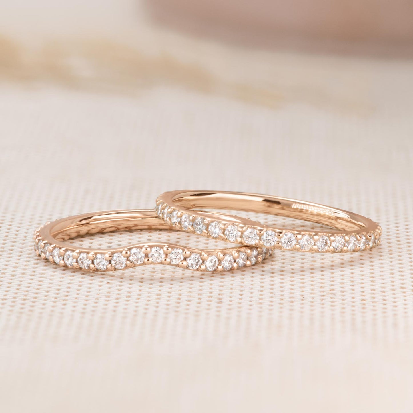 0.37 CT Round Shaped Moissanite Curved Wedding Band 4