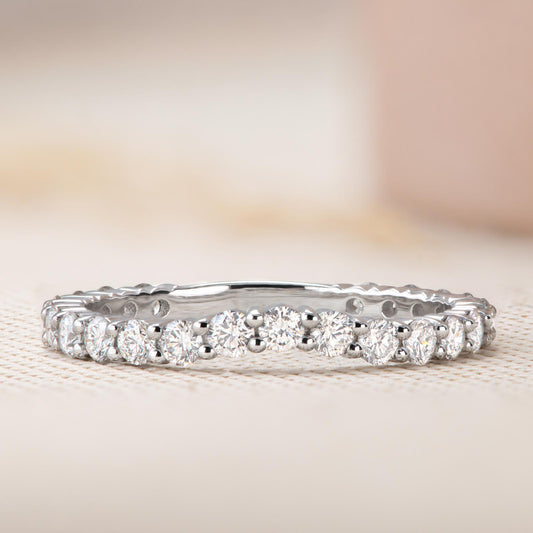 0.63 CT Round Shaped Moissanite Semi Eternity Wedding Band 3