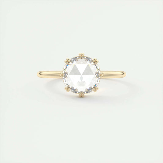 1.47 CT Round Rose Cut Solitaire Double Prong Moissanite Engagement Ring 15