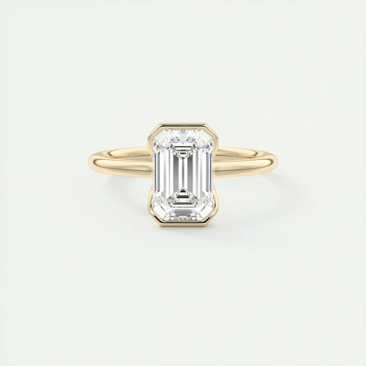 1.91 CT Emerald Half Bezel Solitaire Moissanite Engagement Ring 22