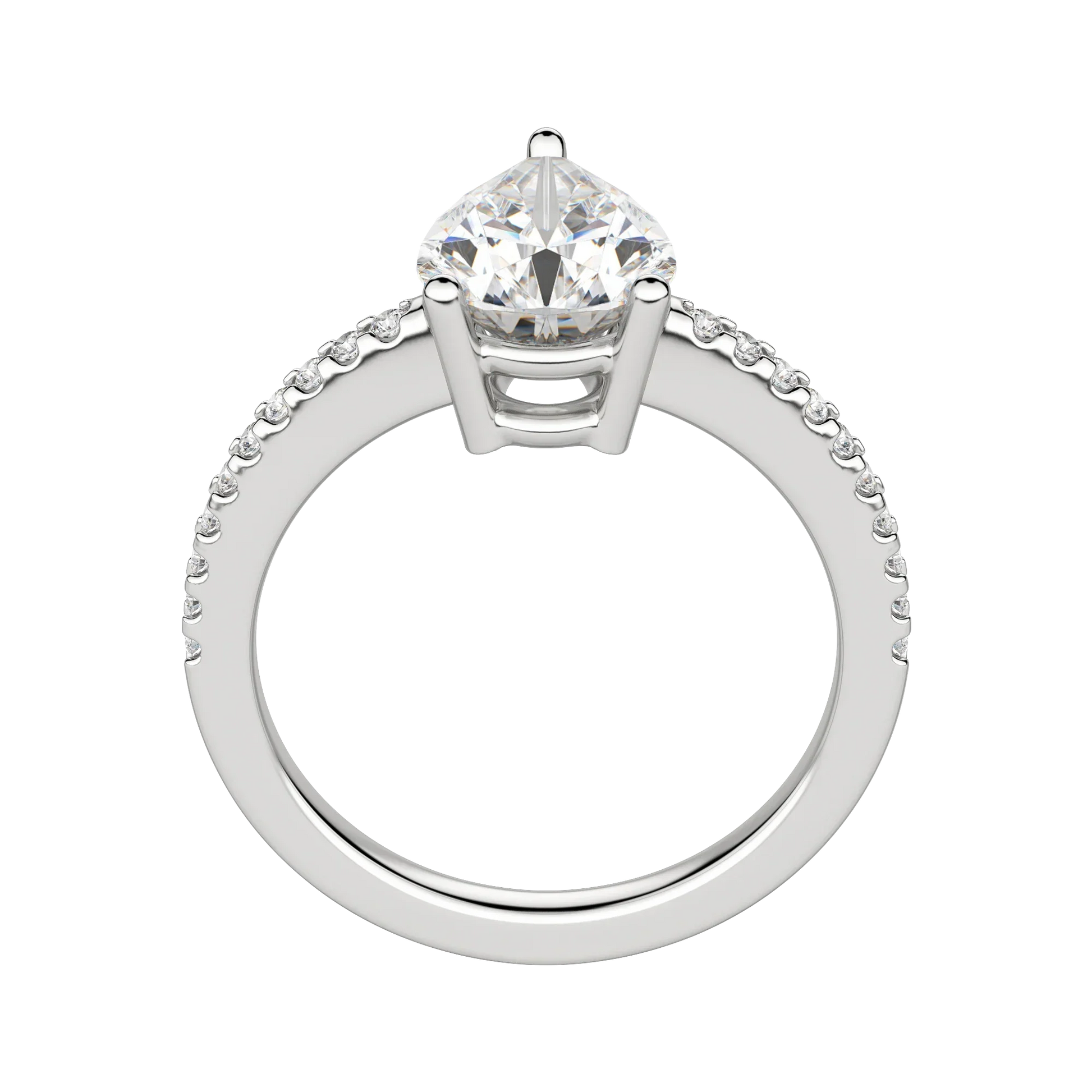 1.33 CT Pear Cut Solitaire Pave Moissanite Engagement Ring 5
