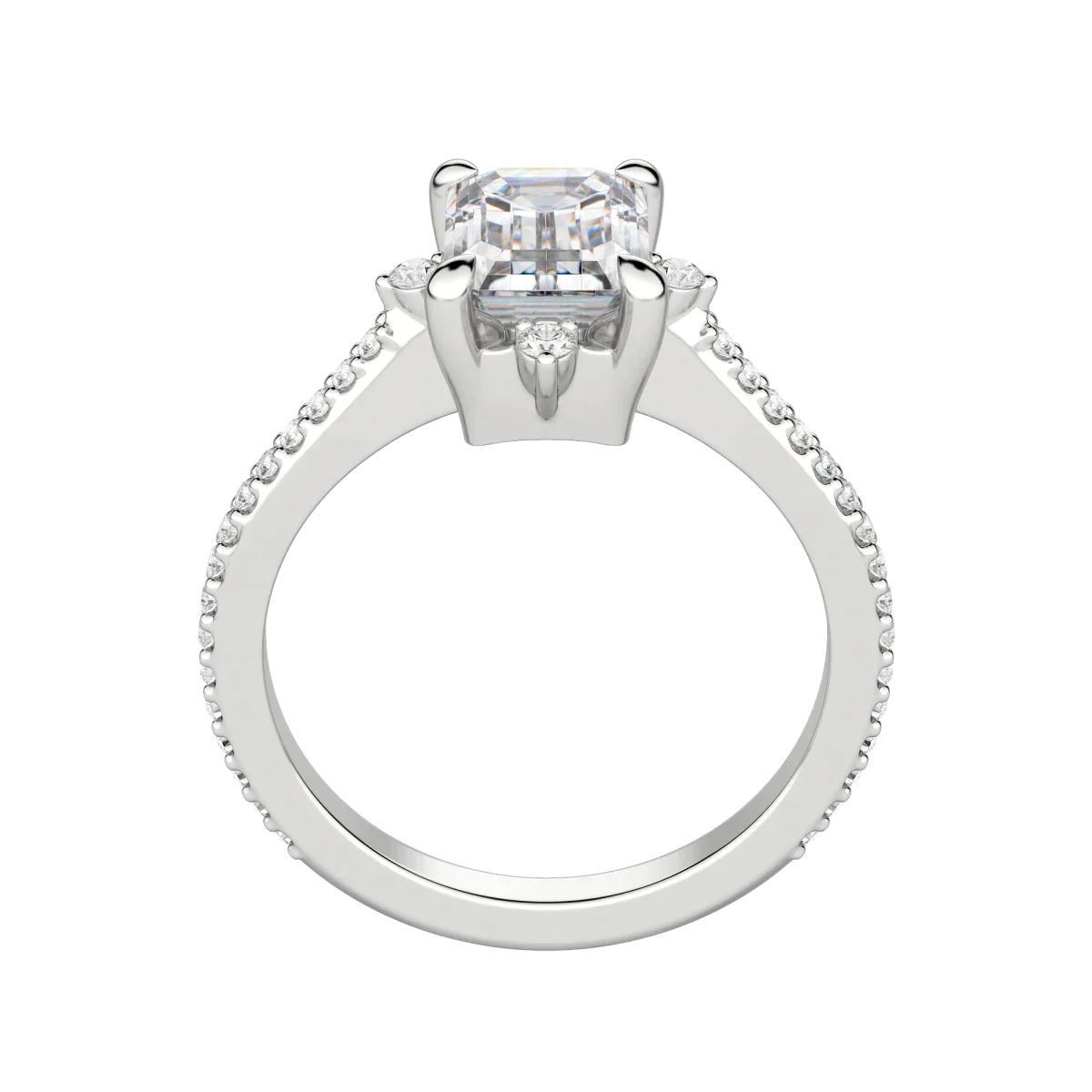 1.60 CT Emerald Solitaire Pave Moissanite Engagement Ring 6