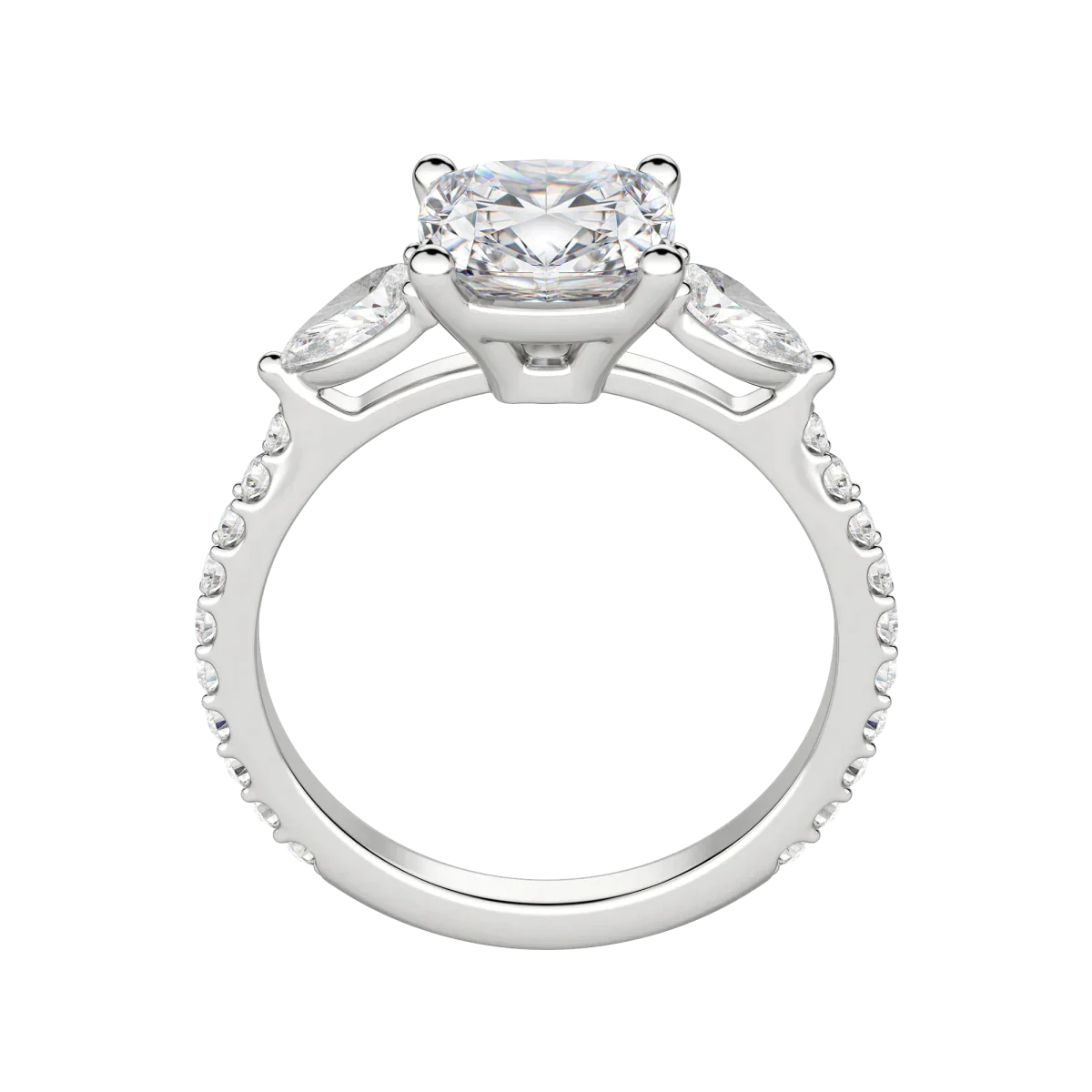 2.54 CT Cushion 3 Stone Moissanite Engagement Ring 6