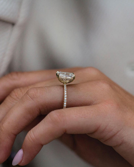 3.55 CT Radiant Hidden Halo Moissanite Engagement Ring 2