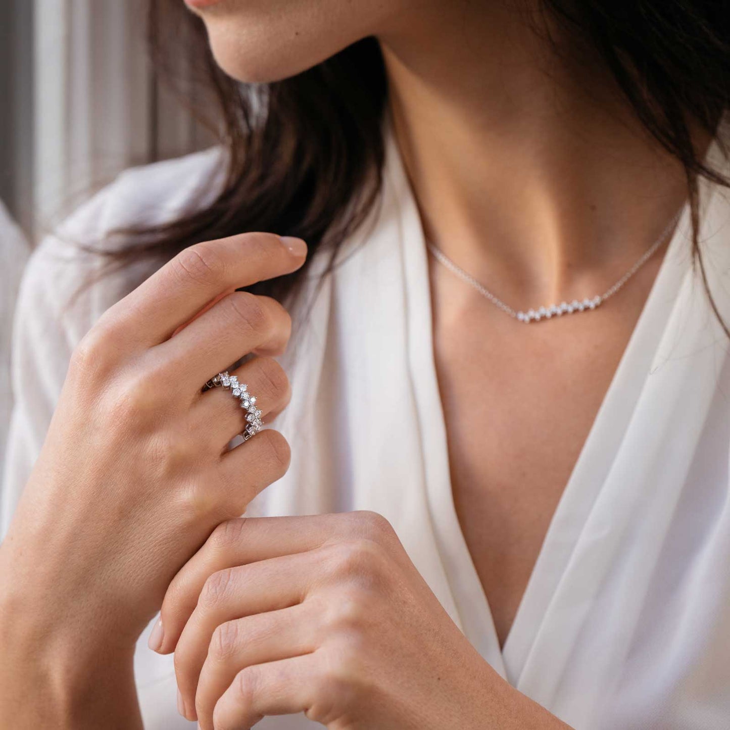 2.0 CT Round Shaped Moissanite Cluster Wedding Band 7