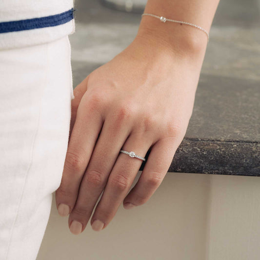 0.25 CT Round Shaped Moissanite Pave Setting Engagement Ring 2