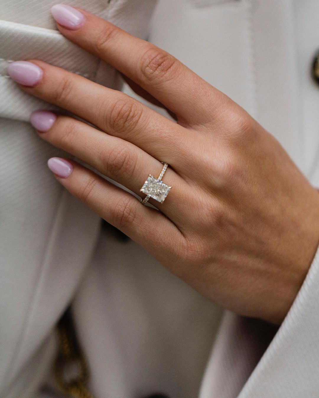 3.55 CT Radiant Hidden Halo Moissanite Engagement Ring 3