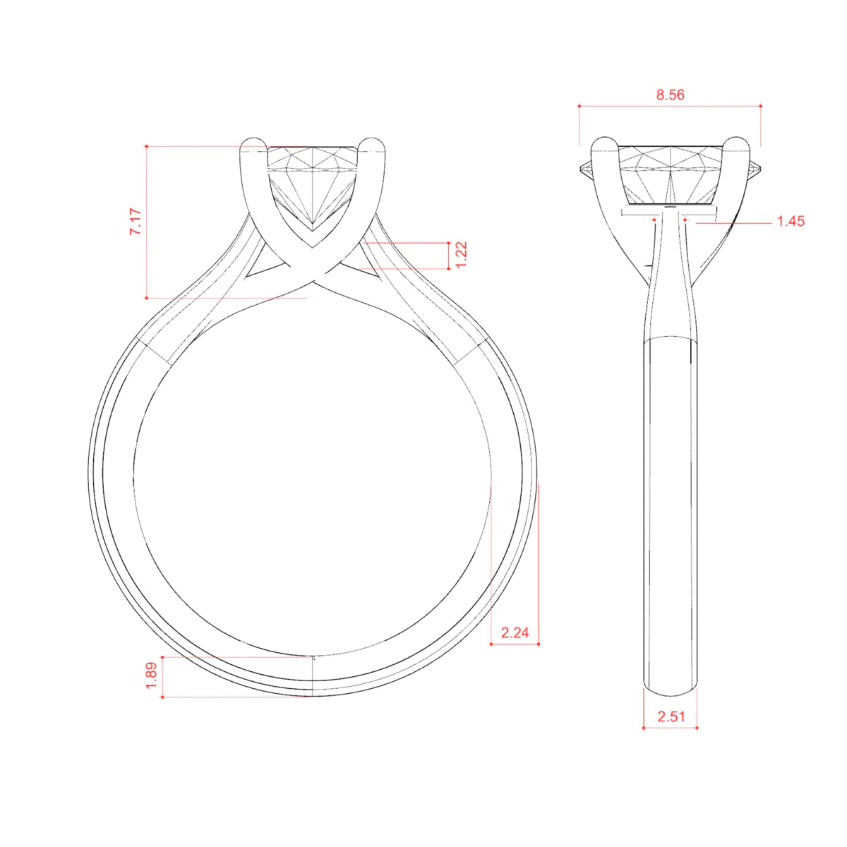 1.33 CT Oval Cut Solitaire Moissanite Engagement Ring 6