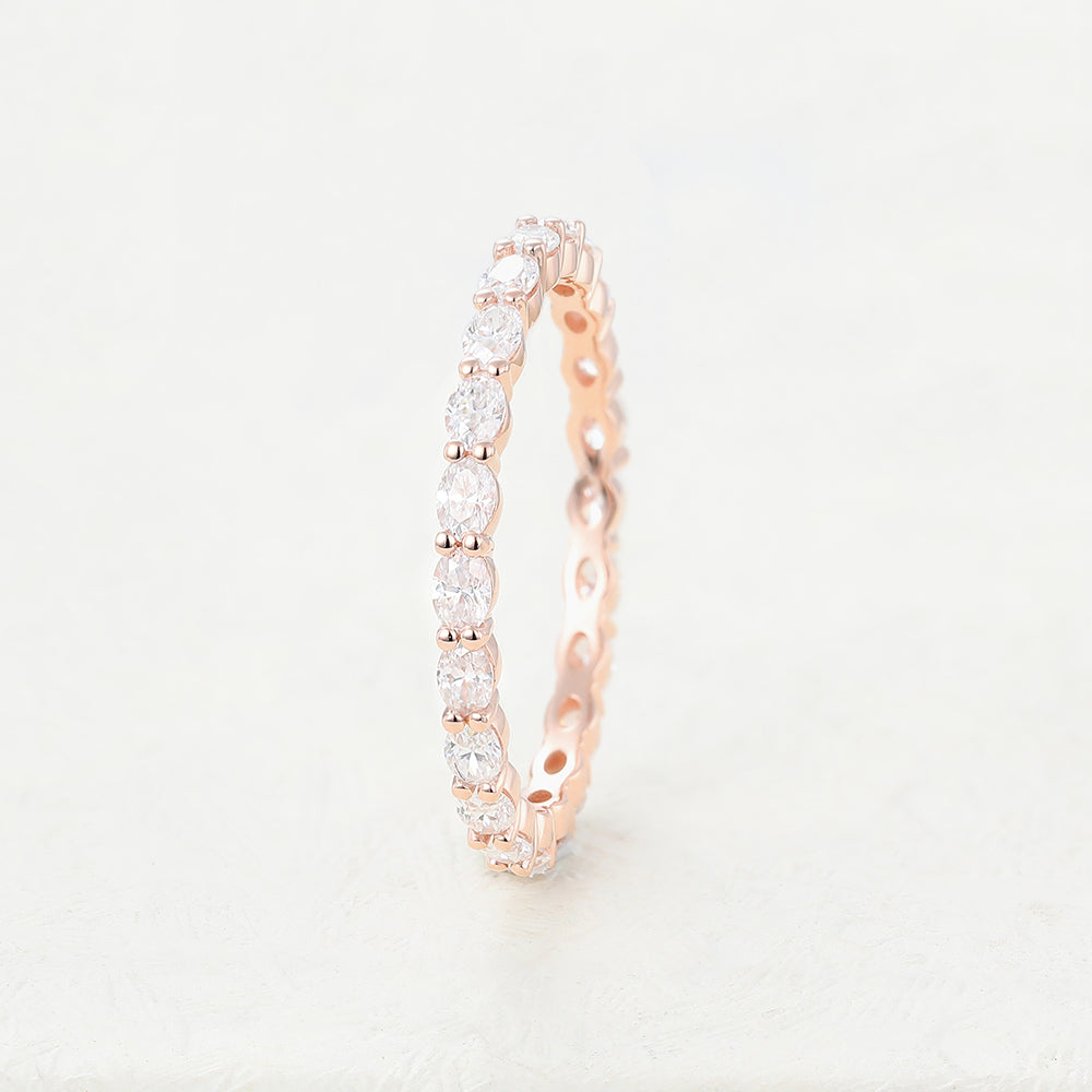 1.32 CT Oval Shaped Moissanite Full Eternity Wedding Band 4