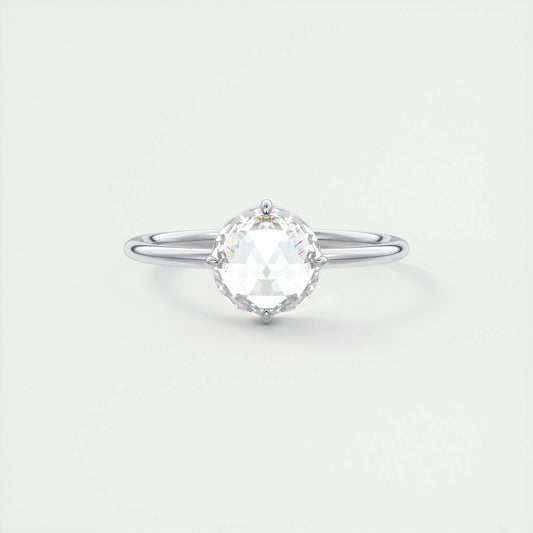 1.19 CT Round Rose Cut Solitaire Moissanite Engagement Ring 1
