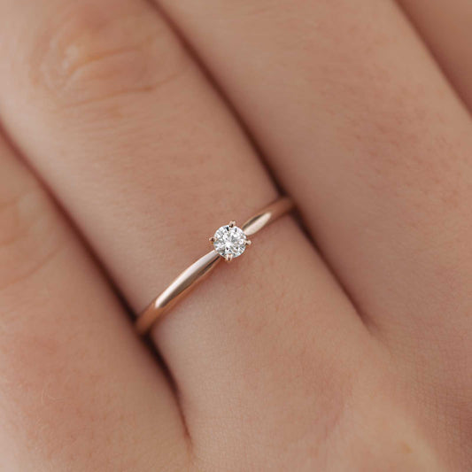 0.11 CT Round Shaped Moissanite Solitaire Engagement Ring 2