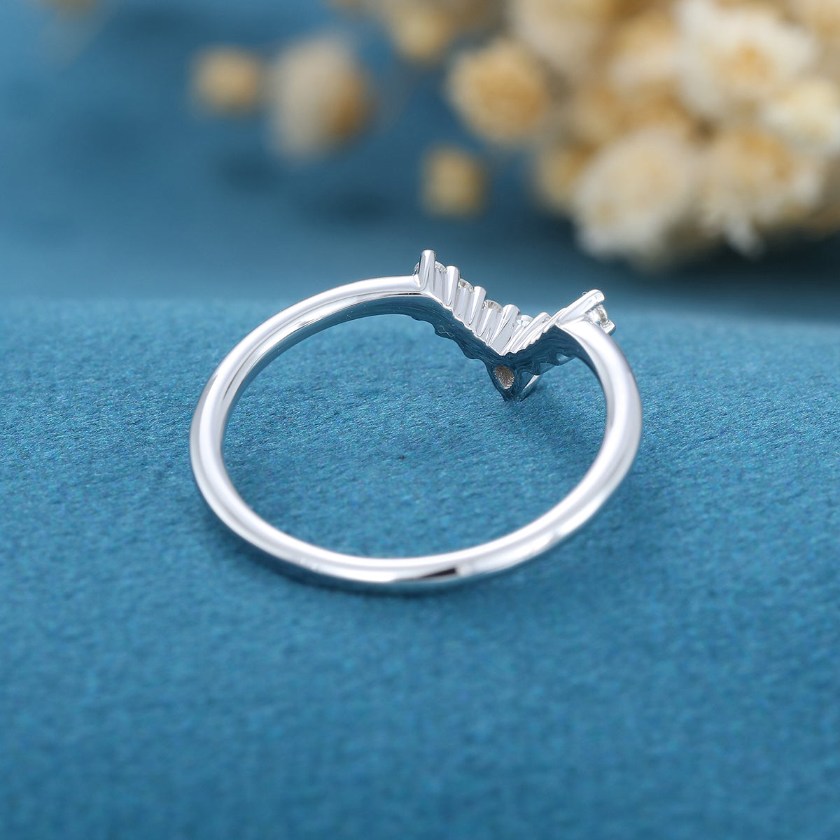 1.40 CT Pear & Round Shaped Moissanite Curved Wedding Band 5