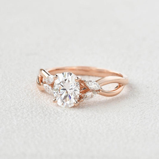 1.33 CT Oval Cut Art Deco Moissanite Engagement Ring 2