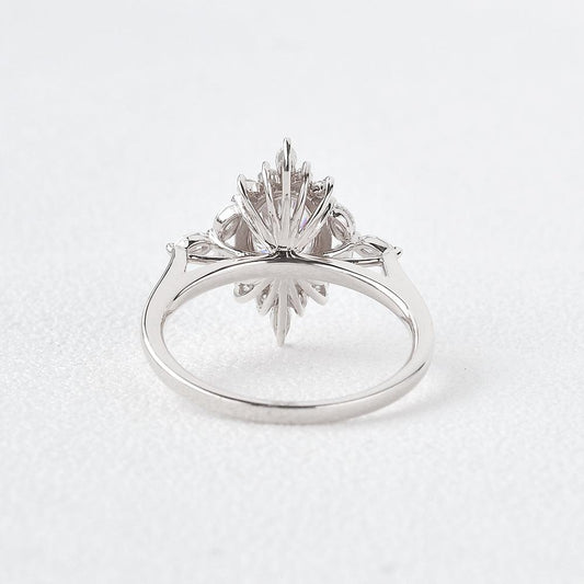 0.94 CT Oval Cut Cluster Vintage Moissanite Engagement Ring 2