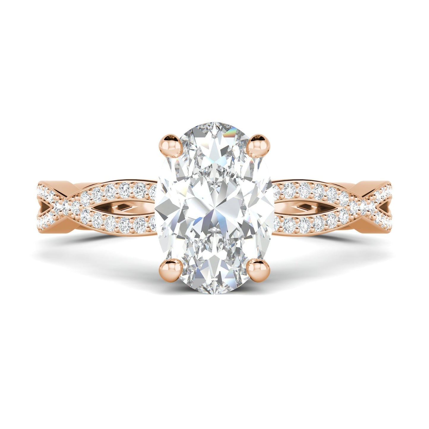 1.33 CT Oval Cut Twisted Pave Moissanite Engagement Ring 16