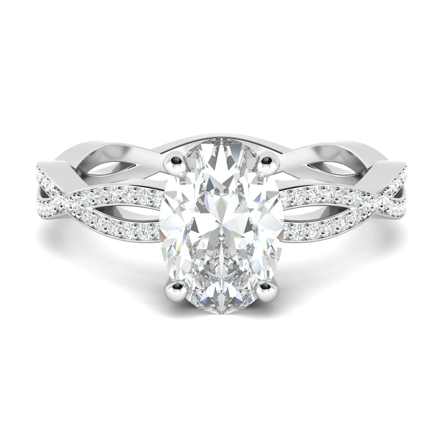 1.33 CT Oval Cut Twisted Pave Moissanite Engagement Ring 5