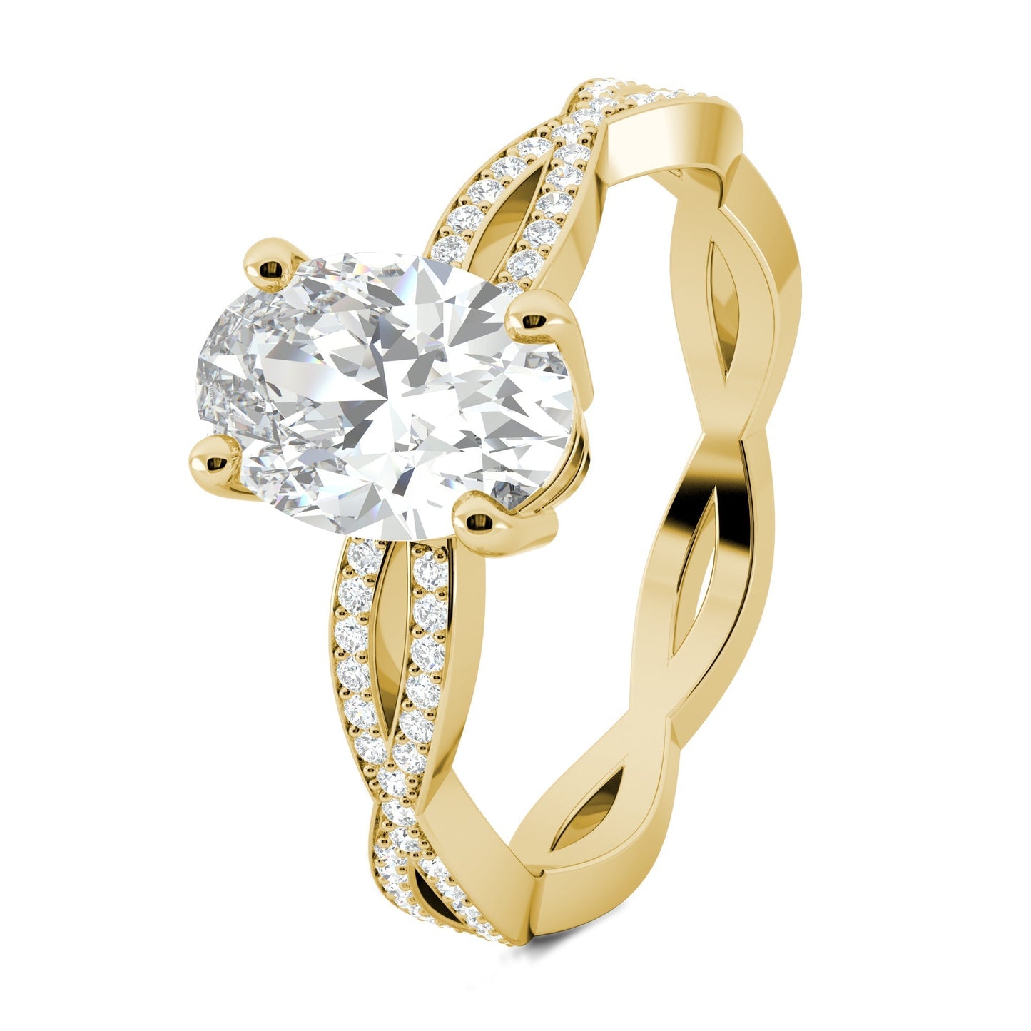 1.33 CT Oval Cut Twisted Pave Moissanite Engagement Ring 12