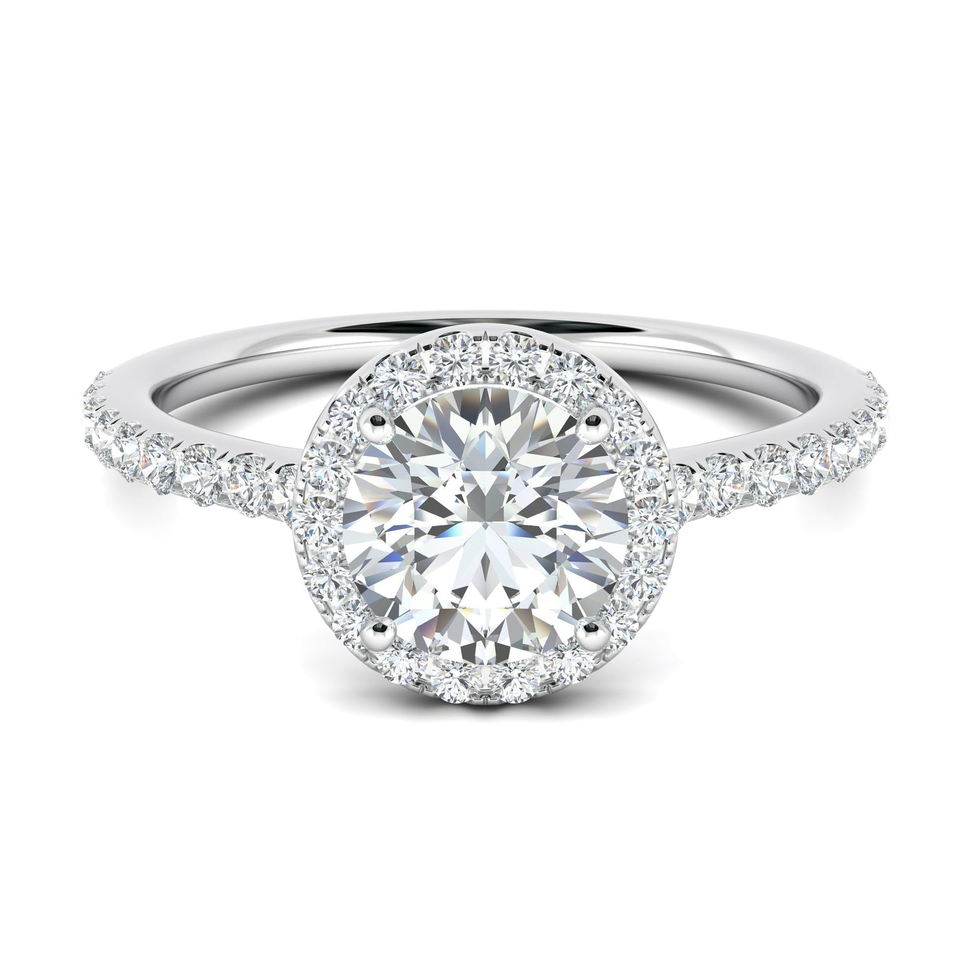 1.0 CT Round Cut Halo Moissanite Engagement Ring 7