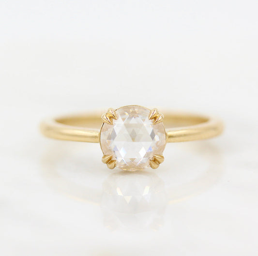 1.0 CT Round Rose Cut Solitaire Moissanite Engagement Ring 1