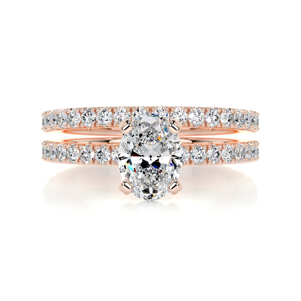 1.0 CT Oval Solitaire CVD F/VS Diamond Bridal Ring Set 13