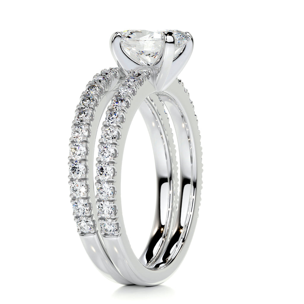 1.0 CT Oval Solitaire CVD F/VS Diamond Bridal Ring Set 7
