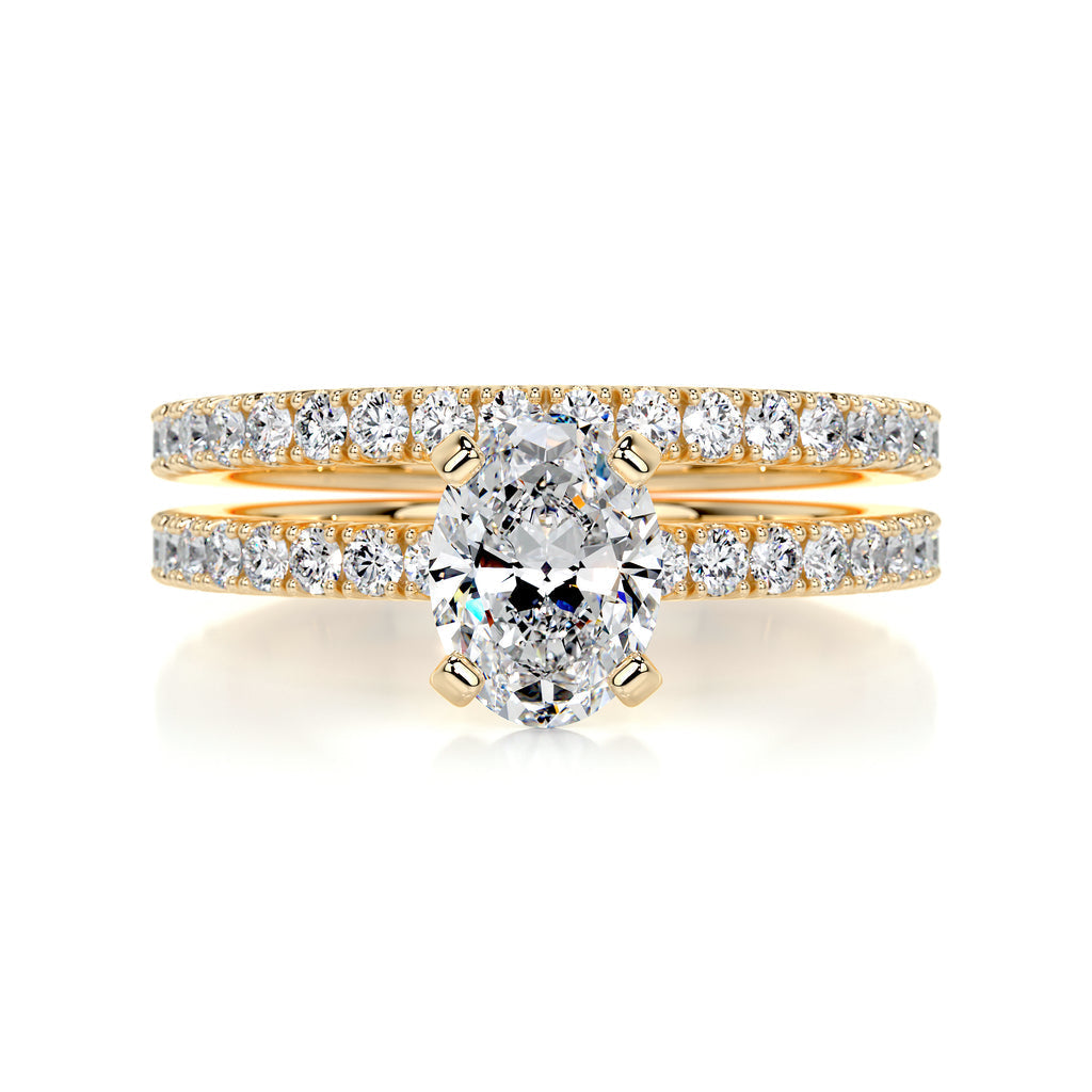 1.0 CT Oval Solitaire CVD F/VS Diamond Bridal Ring Set 8