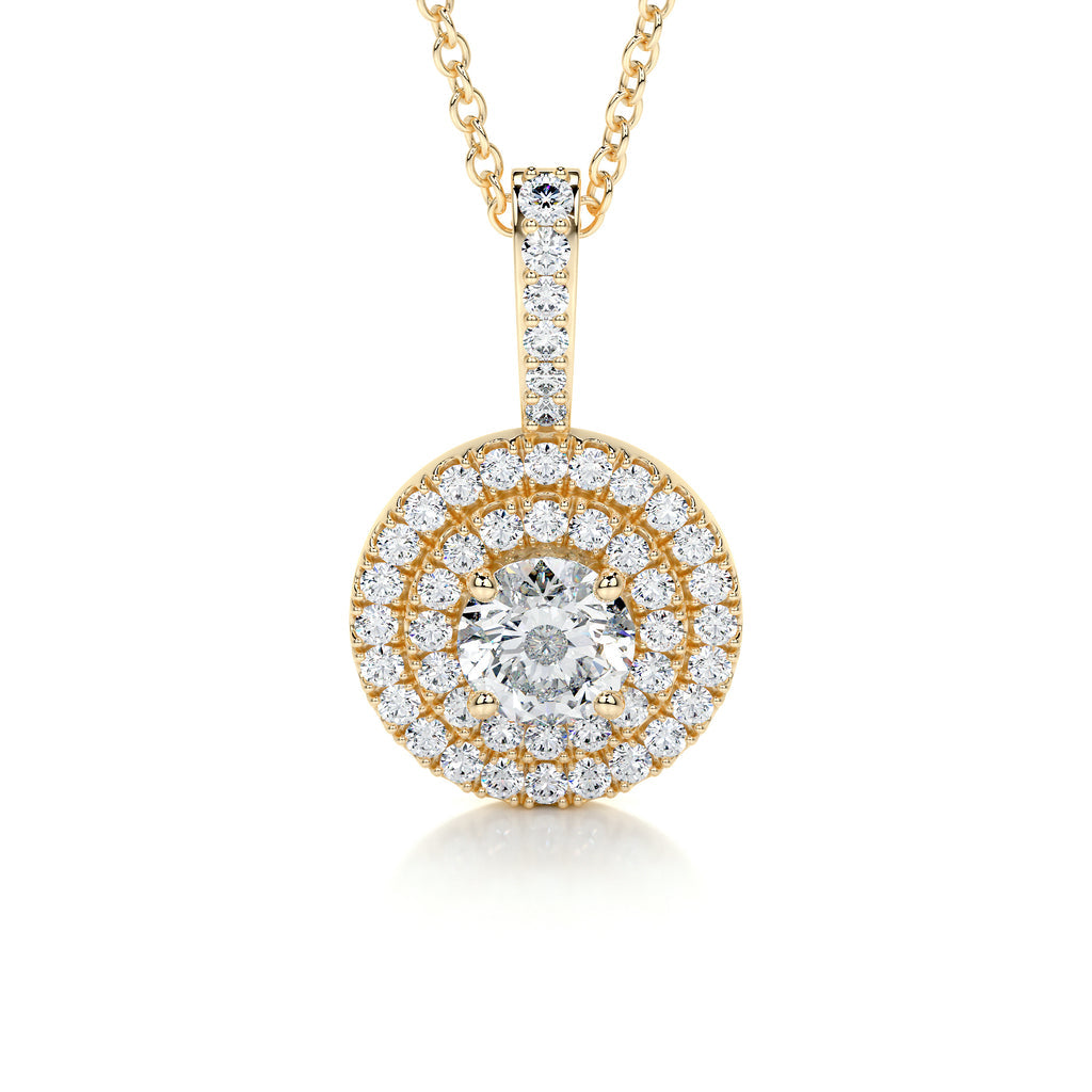 0.50 CT Round Double Halo CVD F/VS Diamond Necklace 8