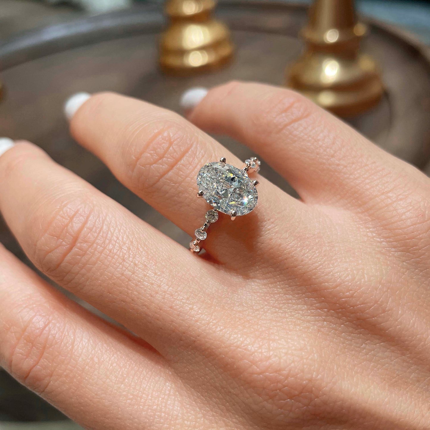 3.0 CT Oval Solitaire CVD E/VS1 Diamond Engagement Ring 2