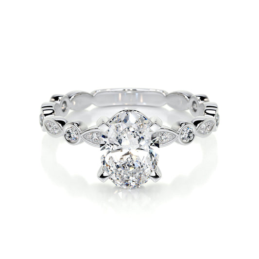 2.0 CT Oval Solitaire CVD F/SI1 Diamond Engagement Ring 1