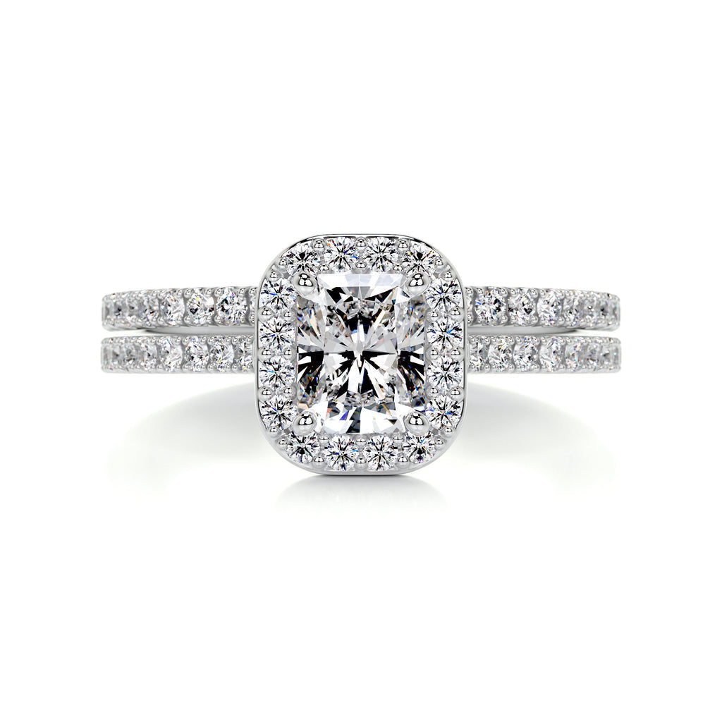 1.0 CT Radiant Halo CVD F/VS Diamond Bridal Ring Set 1