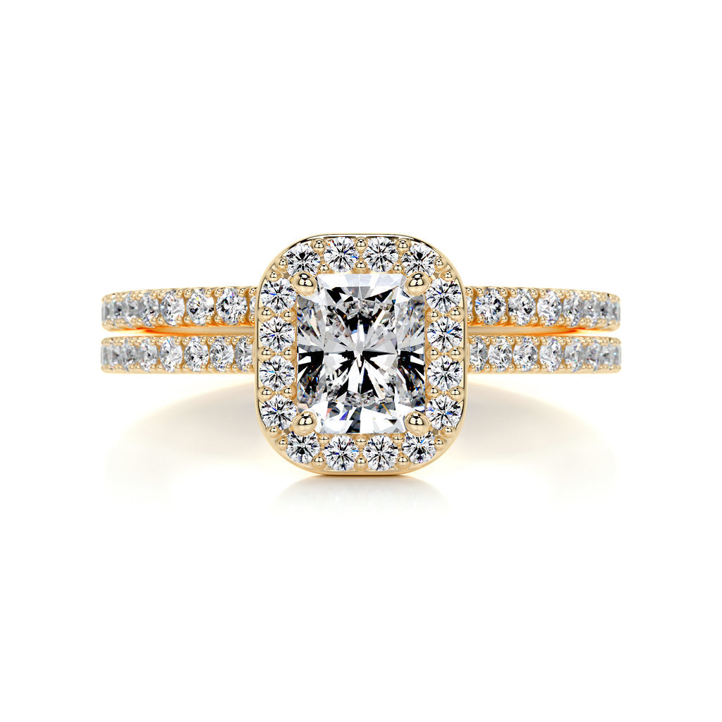 1.0 CT Radiant Halo CVD F/VS Diamond Bridal Ring Set 6